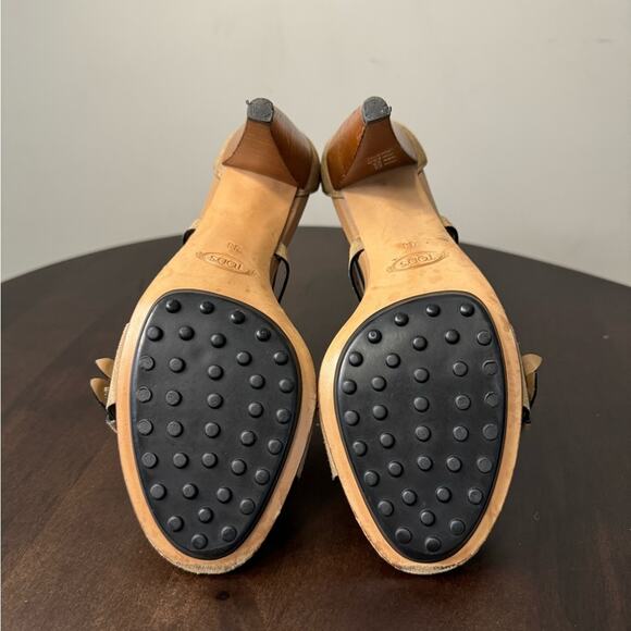 Tod's Suede Buckle Strap Heeled Sandals - Size 38 - Picture 6 of 9